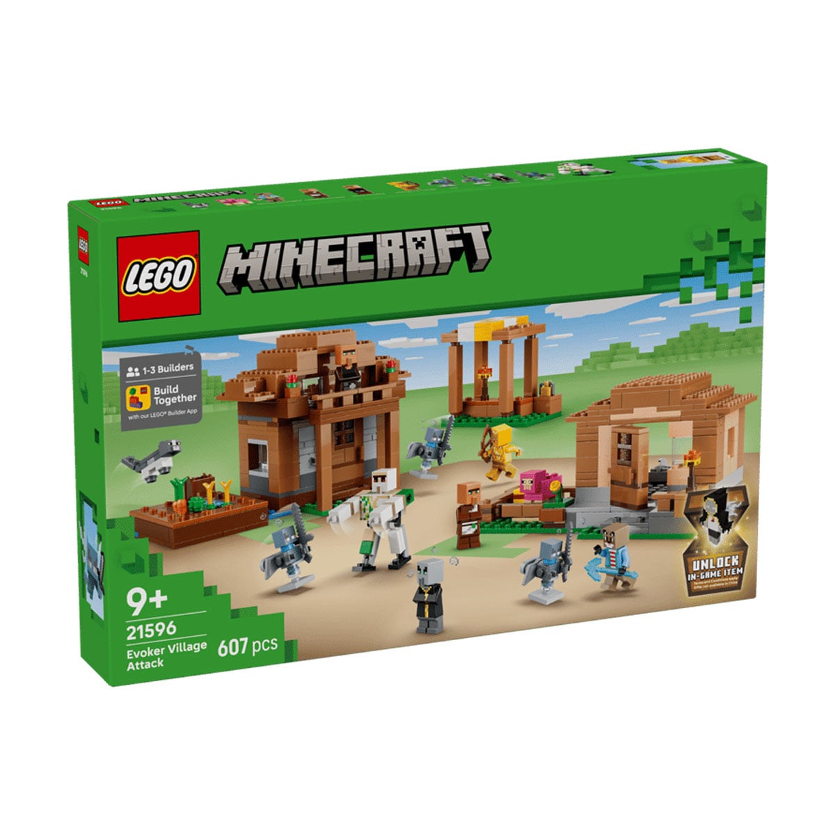 Конструктор LEGO Minecraft Напад викликача на село, 607 деталей, від 9 років (21596)