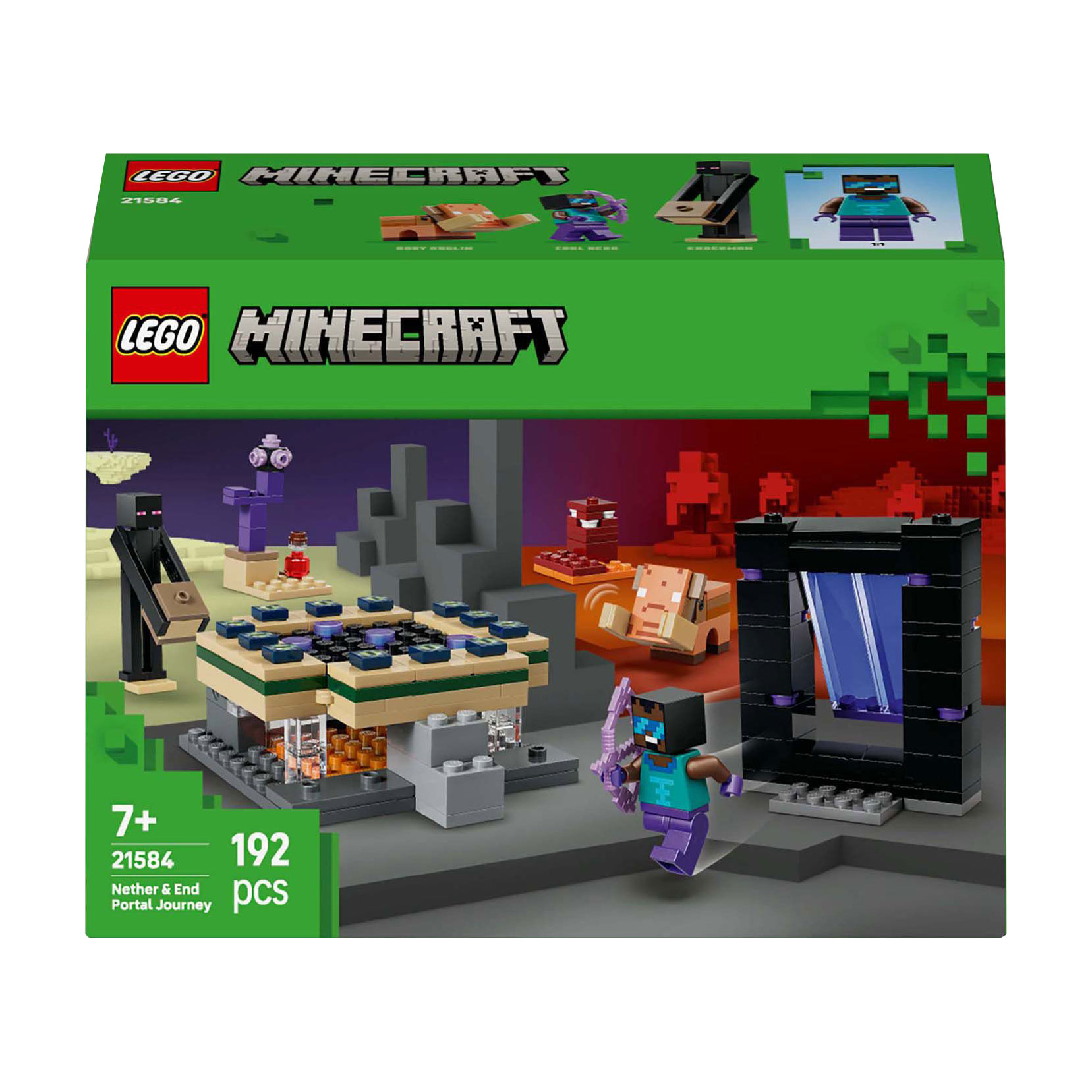 Конструктор LEGO Minecraft Подорож до нижнього світу та порталу до краю, 192 деталей, від 7 років (21584)