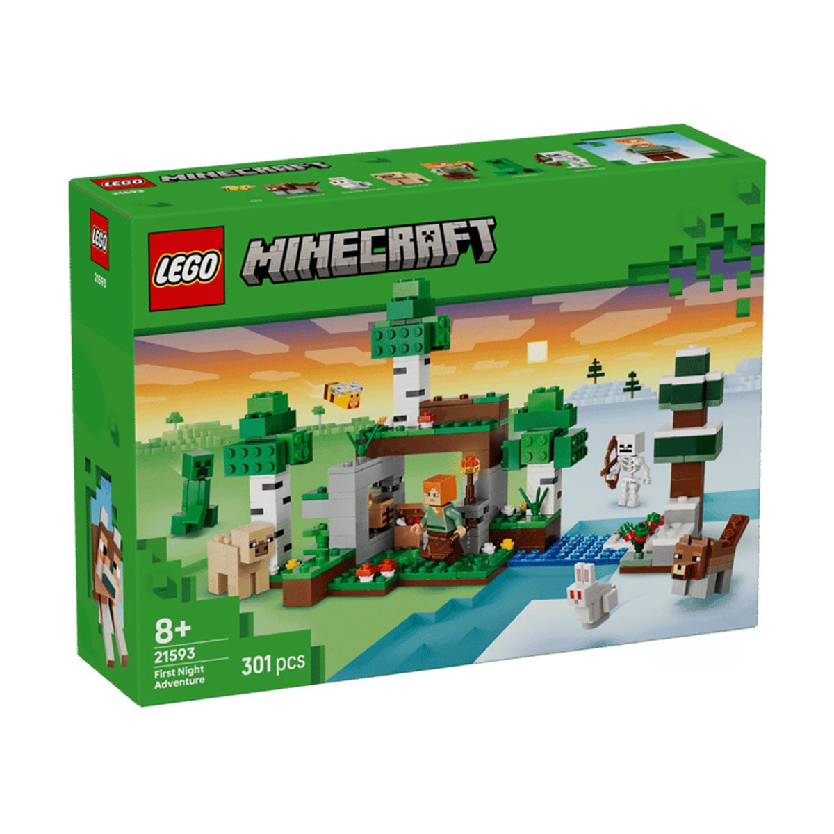 Конструктор LEGO Minecraft Пригода першої ночі, 301 деталь, від 8 років (21593)